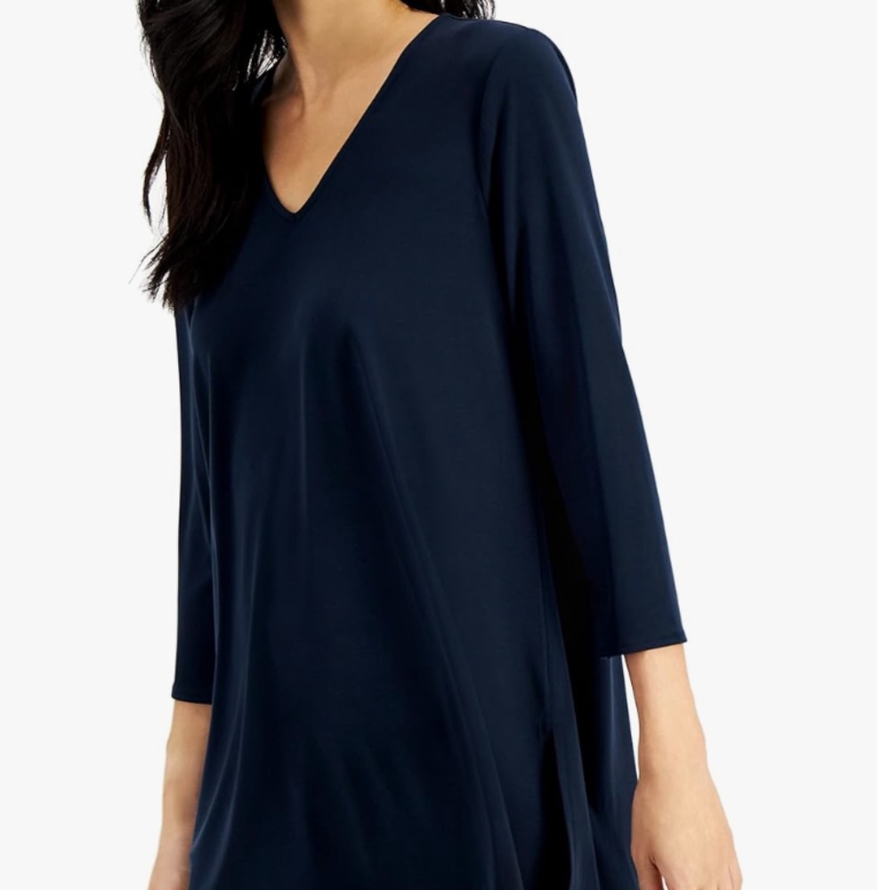Alfani black V-neck tunic with side slits